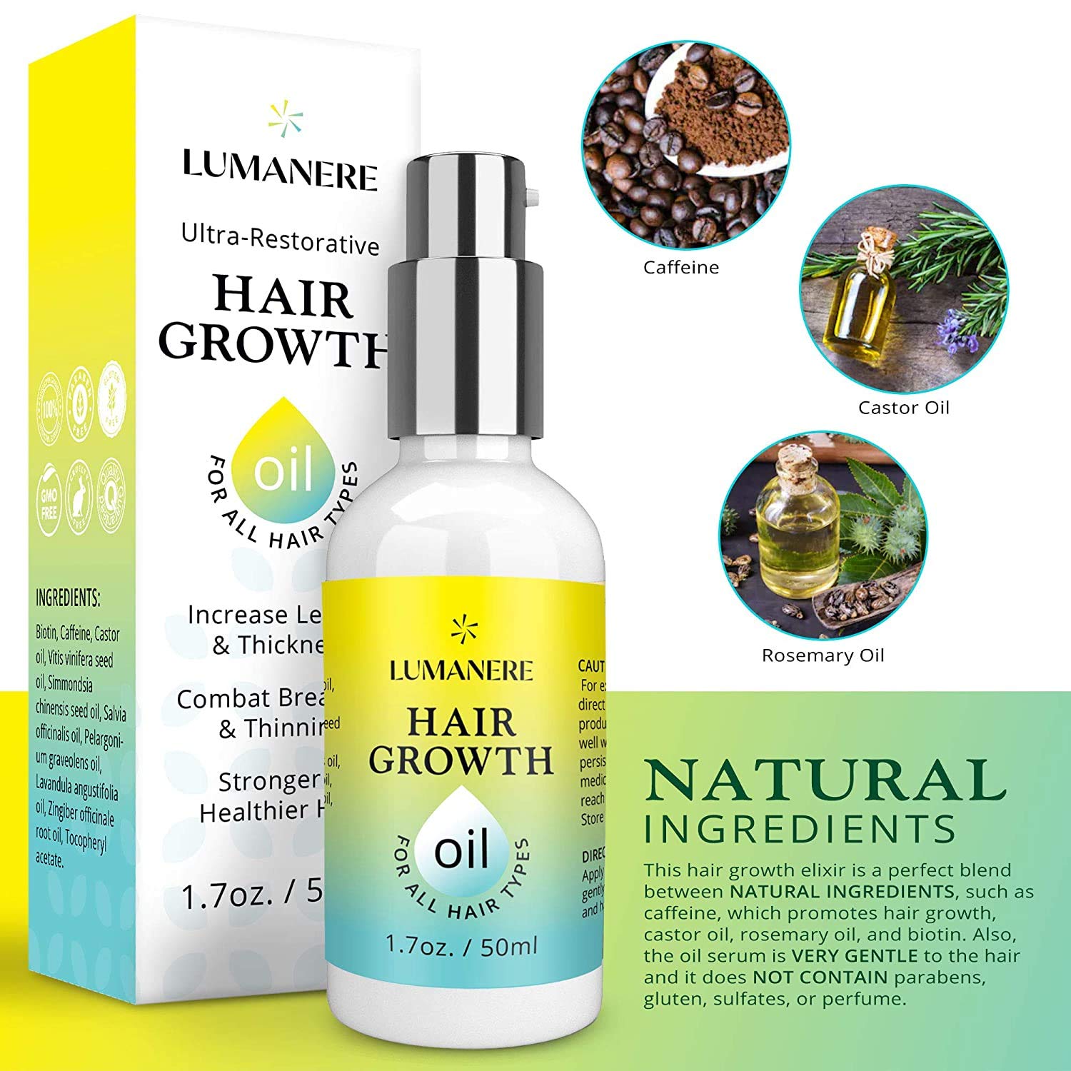 Lumanere Hair Growth Serum Hair Growth Oil with Biotin 2 Pack – Natural Hair Growth Accelerator for Stronger, Thicker, Longer Hair for Men and Women 1.7 Oz : Beauty