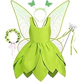 Yabijiojio Tinkerbell Costume for Girls Princess Dress Toddler Halloween Costumes with Fairy Wings Elf Ears