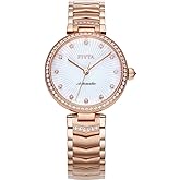 FIYTA Ladies' Classic Diamond Automatic Watch, 3-Hand, Minimalist Large Dial, Synthetic Sapphire Crystal, Stainless Steel Strap, 32MM