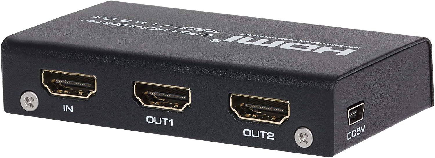 Maplin HDMI Splitter 1 Port In 2 Ports Out Ultra HD 4K/30fs Bandwidth 10.2Gps for Dual Monitors for Laptop TV, Monitor