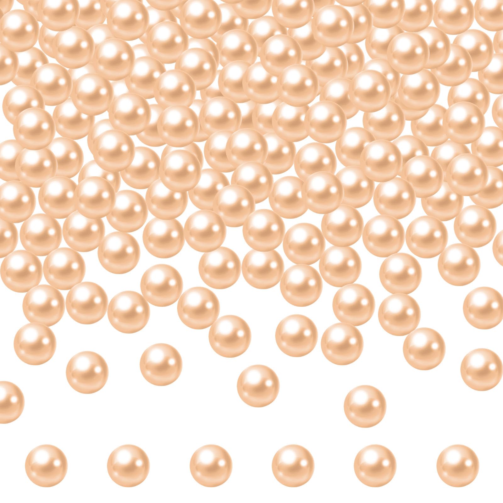 Photo 1 of 1100PCS 8mm Champagne Pearls Beads for Centerpieces Vases, Makeup No Hole Beads to Hold Lipstick Eyeliner, Vase Filler Pearl for Table Wedding Party Decor