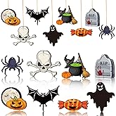 24 Pieces Halloween Wooden Hanging Ornaments Halloween Tree Decorations Wood Sign with Rope Pumpkin Ghost Witches Hat Decors for Party Home Decoration(Bat Style)