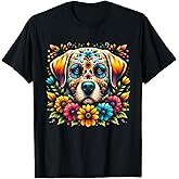 Cinco De Mayo Sugar Skull Flower Labrador Retriever Dog T-Shirt