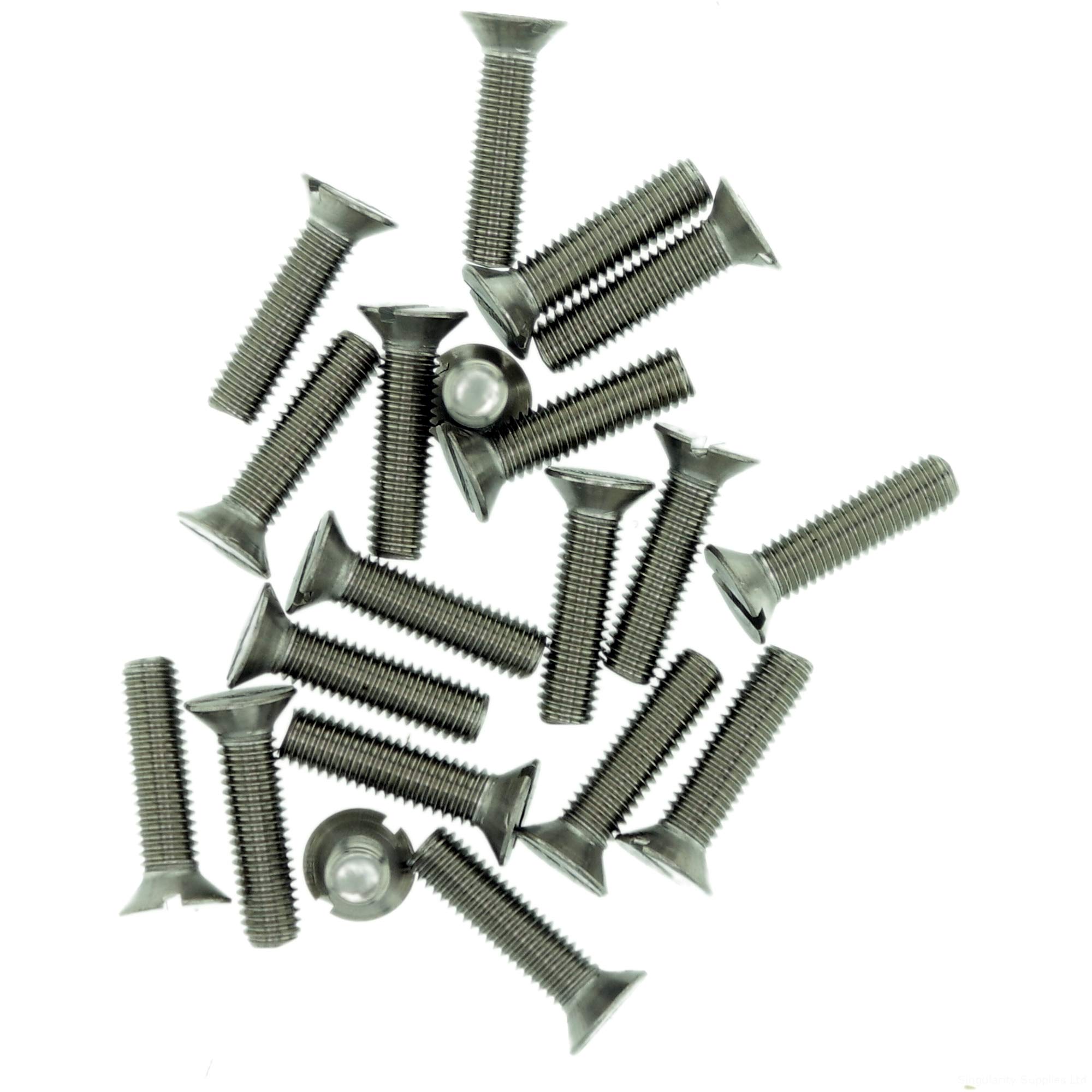 M1.6 (1.6mm x 5mm) Slot Countersunk Machine Screw (Bolt) - Stainless Steel (A2) (Pack of 20)