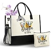 InnoBeta Mahjong Gifts for Women Canvas Tote Bag, Important Mahjong Stuff Bag with Top Zipper Closure and Shoulder Strap for Mahjongg Lovers, Mahjongg Tote for Birthday, Christmas