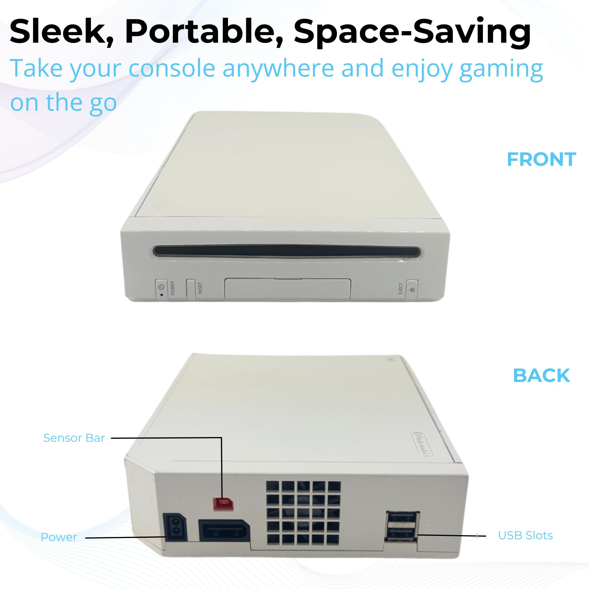 Nintendo White Premium Wii Console with 2 Remotes, 2 Nunchucks, Dual Dock Stand, Sensor Bar, AV Cable