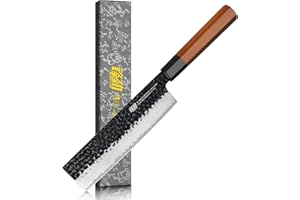 FINDKING Dynasty Series Japanese Nakiri Knife, Professional Vegetable Cleaver, 9Cr18MoV High Carbon Steel Blade, African Rose