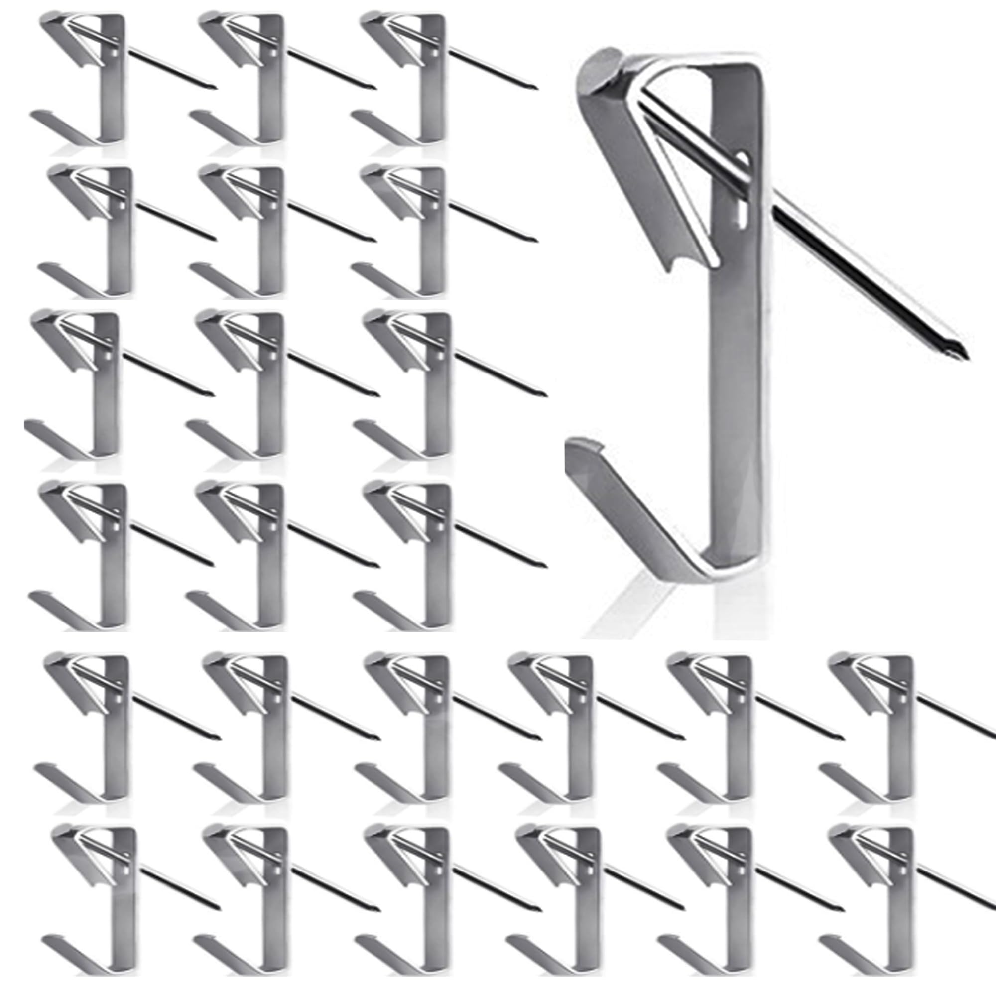 MINGZE 25 Pack Picture Hanger Hooks with Nails, Supports up to 30 lbs, Silver