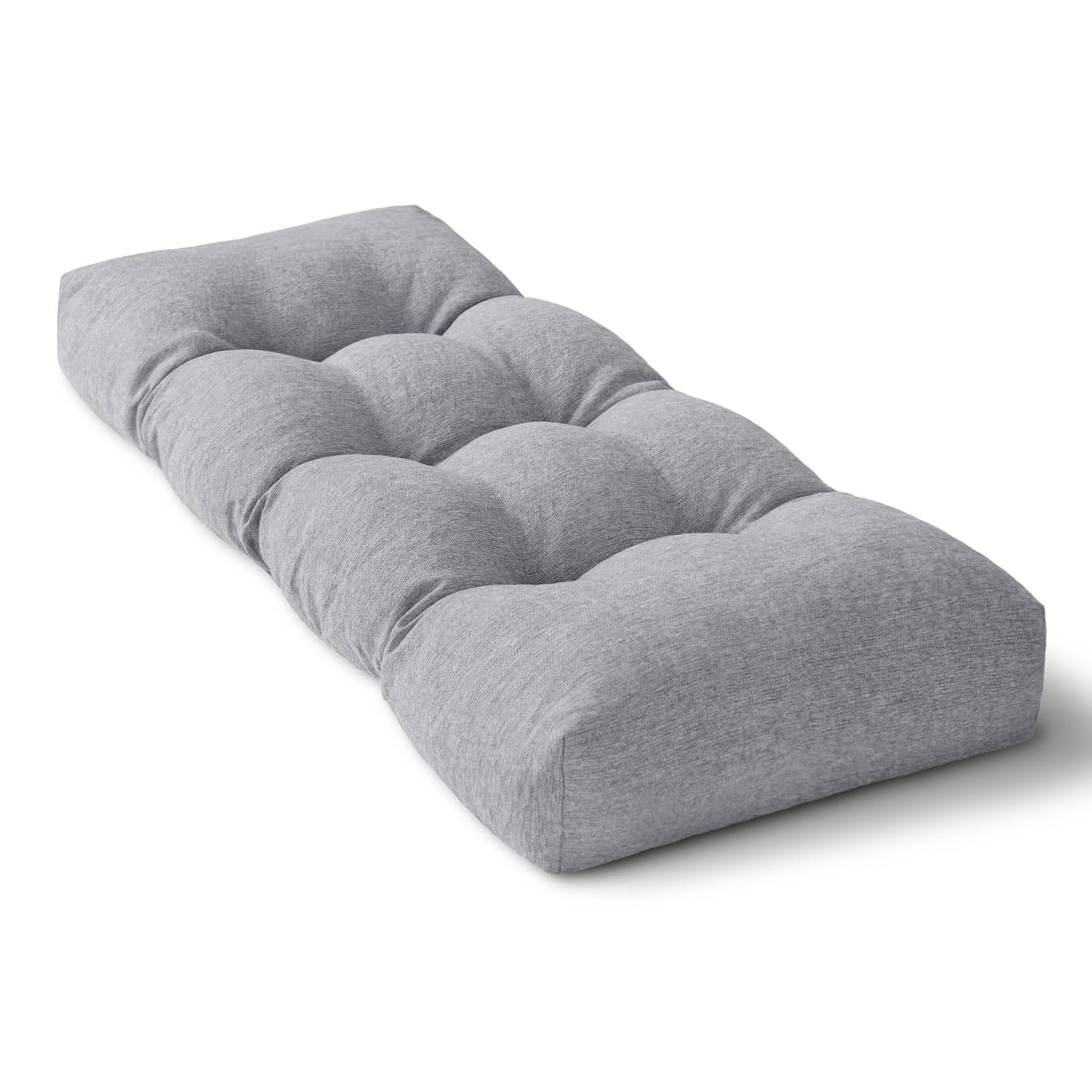 Photo 1 of ROFIEJOX Bench Cushion 48 Inch - Polyester Brushed, High-Density Foam, Non-Slip Bottom, Soft Durable Indoor Tufted Long Seat Cushion for Window Garden Furniture (Grey, 48x16x4 Inch)