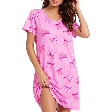 amazon night dress for ladies Ekouaer 3 Pack Nightgowns for Women Short Sleeve Sleep Shirts Button Down Nightshirts Soft Sleep Dress Casual Sleepwear at Amazon Women's Clothing store
