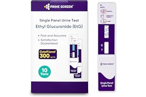 Prime Screen Alcohol ETG Urine Test 10 Pack - at Home Rapid Testing Dip Card Kit - 80 Hour Low Cut-Off 300 ng/mL - WETG-114
