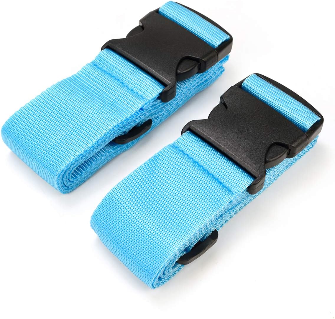 LUUFAN Adjustable Luggage Straps Suitcase Straps Travel Packing Belt with Buckle Closure (2 Pack-Blue)