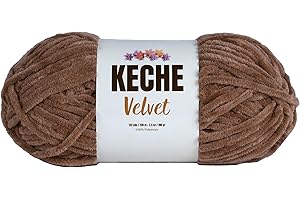 Keche Velvet Yarn for Crocheting, Soft Chenille Bulky Baby Blanket Amigurumi Yarn 100 gr (132 yds) - Latte