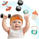 iPlay, iLearn 4PCS Baby Gym Rattle Toys, Newborn Shower Gifts 3-6-9 Months | Infant Sensory Teething Rattles, Babies Weight Set w/Dumbbell, Toddler Carseat Toy, First Birthday Gifts 4 5 7 8 10 12 Month
