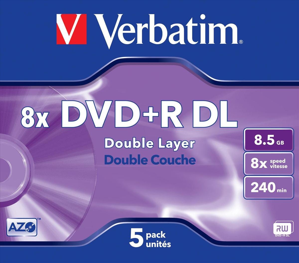 Verbatim 43541 8x Dual Layer DVD+R - Jewel Cased 5 Pack
