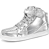 IGxx Sequins Shoes for Kids Boys Fashion Sparkle Gold Bling Shiny High Top Sneakers Girls Hook&Loop