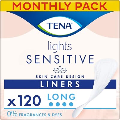TENA Lights Long Liner 120 Count Pack 6 Unscented Lightweight Liners for Women