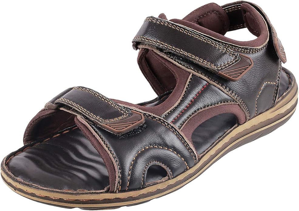 Amazon.com | Mochi Men's Brown Leather Floaters-10 UK (44 EU) (18-904) | Sport Sandals & Slides
