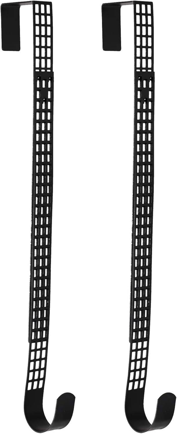 Wreath Hangers - Haute Decor Hook & Lattice Adjustable Length Metal Wreath Hanger, Matte Black (2 Pack) - Unique Over The Door Wreath Holder - Holds 20 Pounds