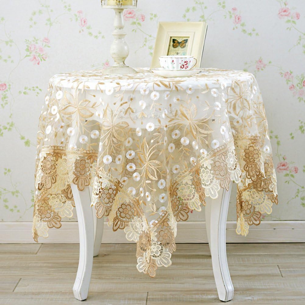 Yrhmdecor Beige Lace Tablecloth Embroidered Dandelion Table