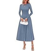 PRETTYGARDEN Womens Sweater Dress 2026 Long Sleeve Elegant Knit A Line Fall Wedding Guest Cocktail Midi Winter Dresses