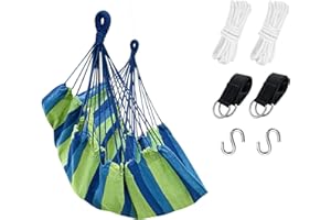 KPX Ourdoor Hanging Hammock Chair – Comfortable Tree Swing Chair Large Size 110X130cm（Without Pillows） - 330 Lbs Weight Capacity (Blue/Green)