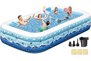 BAILINGHAI Extra Large Inflatable Pool with Pump for Adults, 130” x 72” x22” Full Size Family Blow Up Pool, Swimming Pools above Ground for Backyard Home Garden Lawn Indoor Outdoor