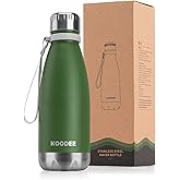 koodee 12 oz Stainless Steel Vacuum Insulated Water Bottle for School-Cola Shape Metal Sports Water Bottles for Boys, Leakproof and BPA Free (Grass Green)