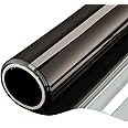 WPCTEV One Way Mirror Window Film Daytime Privacy Heat Control Film Solar Film Non-Adhesive Window Tint for Home and Office Black Silver 6 Mil 35.4 Inch x 13.1 Feet