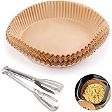 Air Fryer Parchment Paper Liners, 100 PCS Air fryer Disposable Liners, Non-stick Parchment Paper Sheets with Kitchen Tong, Oi