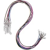MECCANIXITY 10pcs 18 Inch Waxed Necklace Cord, Bulk Necklace String with Clasp 1.5mm Waxed Leather Cord Rope for Jewelry Making DIY Bracelet Pendant, Multi Color