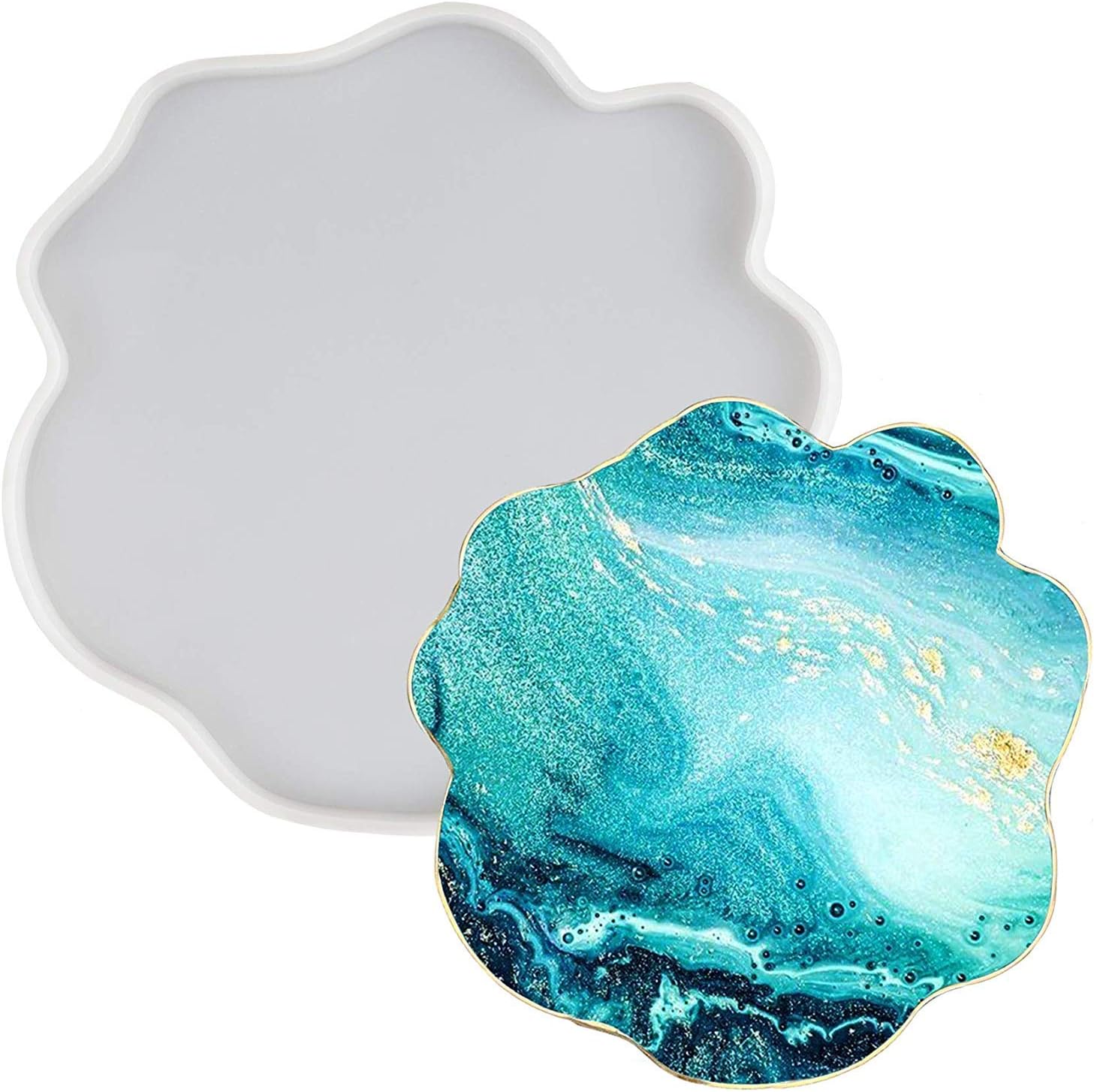 Musykrafties Irregular Coaster Resin Silicone Moulds Set Geode Agate, Cup Mat, Phone Holder, Jewellery Casting Epoxy Polymer Clay Concrete Cement Extra Large 7.9x6.9inch