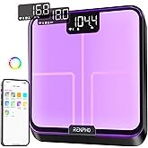 RENPHO Smart Scale for Body Weight, BMI, Body Fat, Muscle Mass, Bluetooth Wi-Fi Rechargeable Scale, RGB Lighting Color Changing Scale, Sync with Fitness App, Chroma Aspire