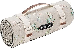 G GOOD GAIN Picnic Outdoor Blankets Waterproof Extra Large - Beach Mat Sand Free Foldable with Carry Strap | Portable Camping Blanket | Park Blanket for Grass Park, Hiking, Travel, Concerts, Indoor(Multi Flower)