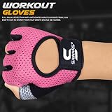 SAWANS Gym Gloves Men Women Fitness Gloves Non-Slip Silicone Padded Palm Pink L view 7