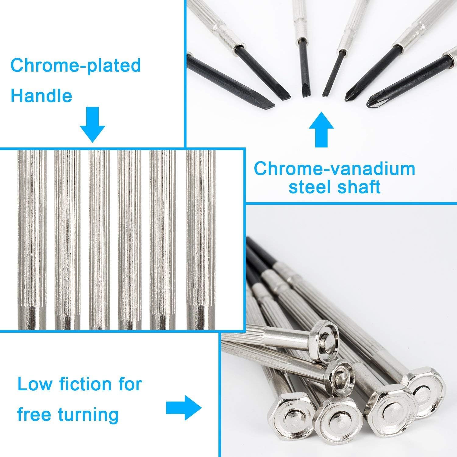 6Pcs Mini Screwdriver Set, Eyeglass Repair Screwdriver, Precision Repair Tool Kit with 6 Different Size Flathead and Philips Screwdrivers, Ideal for Watch, Jewelers: Home Improvement