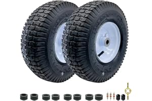 MERRYYARD 2-Pack of 13x5.00-6" Wheels,13" Pneumatic Tires,Steel Rim and 3/4" Axle Bore Hole(Bushing),3"-6” Centered Hub,for Riding Lawn Mower,Utility Wagon and More，All Purpose Utility Tire