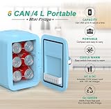 CROWNFUL Mini Fridge 4 Liter Portable Cooler Warmer 6 Can Matte Blue ETL view 4