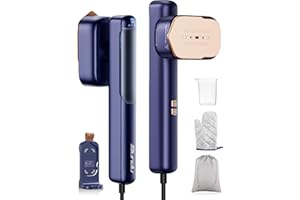 SUNDU Travel Steamer for Clothes, 110-240V Dual Voltage Portable 2-in-1 Steamer ＆ Iron 2 In 1 Mini Handheld Garment Steamer Iron, 1100W, Large Ceramic Heat Panel for Home & Global & Europe Traveling