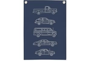 MOFUYU Boy Room Decor,Cars Room Decor for Boys,Vintage Car Decor Linen Canvas Banner,Navy Blue Wall Hanging Pennant Flag for Boys Kids Bedroom Dorm Nursery 18x25 Inch