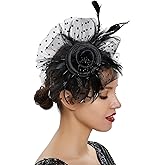 RULTA Fascinators Hats Tea party headpiece feather hat flower with hair clip and headband Suitable for Women.