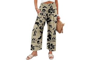 onlypuff Women's Wide Leg Pants High Waisted Palazzo Pants Casual Summer Flowy Beach Lounge Trousers with Pockets