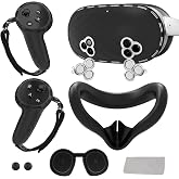 Silicone Cover Set Compatible with Meta Quest 3s Accessories, Blackt 3 | Soft &amp; Washable Silicone, Precise Cutouts, Face Cover with Nose Pad, 9H Hardness Lens, Headset &amp; Controller Grip Protective
