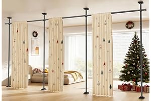 SUNALLY Room Divider Curtain Rod, No Drilling Wall Divider for Room Separation, 4-10ft(H) 28-171inch(W) Adjustable Heavy Duty Partition Space Separator Freestanding Tension Curtain Stand, Black