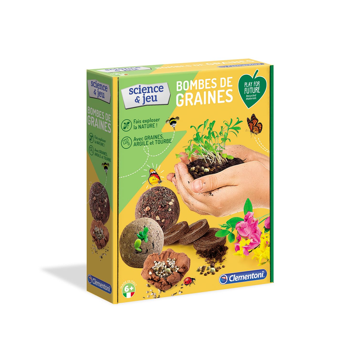 Clementoni - Science Seeds Bombs - Play for Future Scientific - Children's Botanical Game - French Version, Made in It, 52493