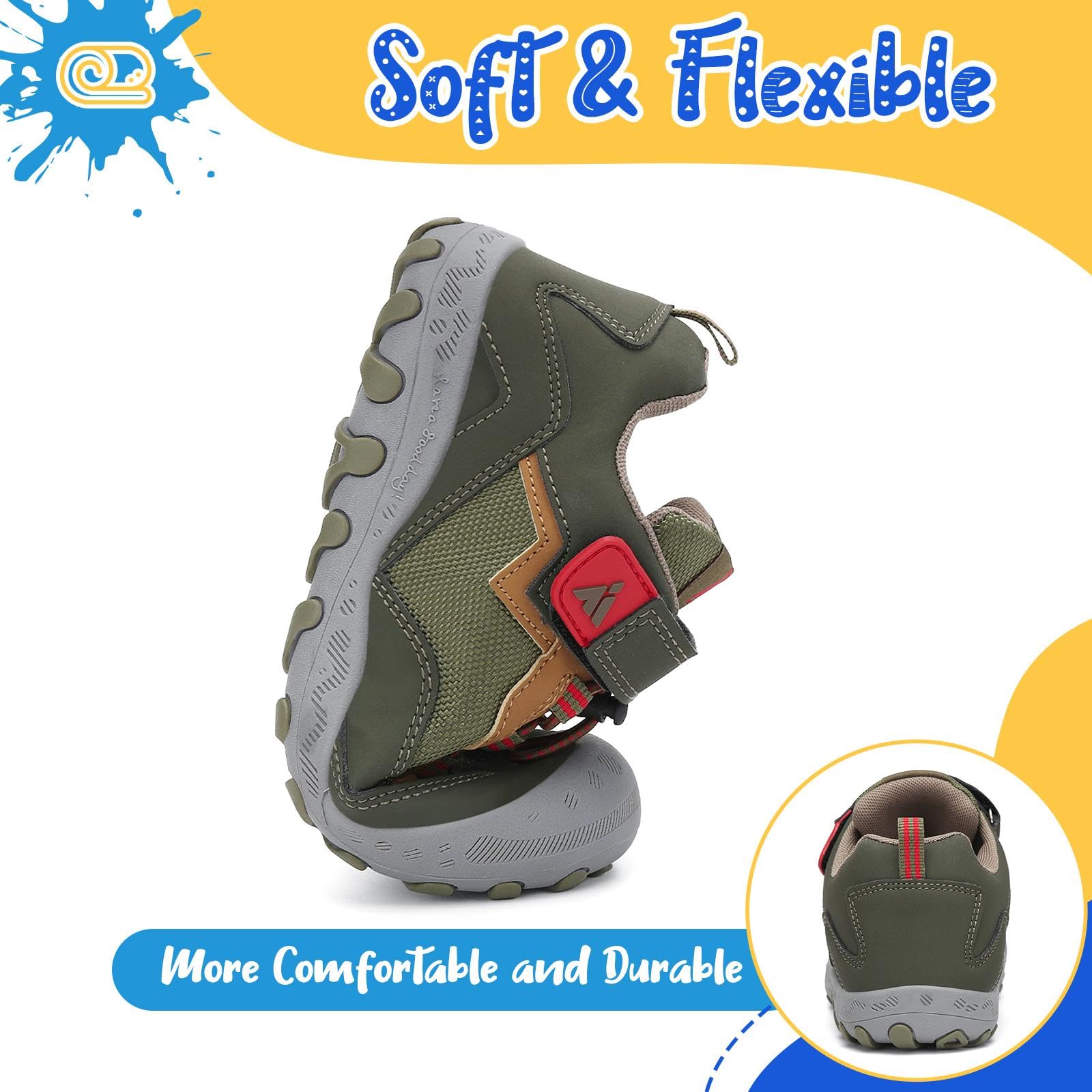Mishansha Outdoor Wanderschuhe Kinder Trekkingschuhe Jungen Bequem Atmungsaktiv Sportschuhe, Grün 32 EU 6