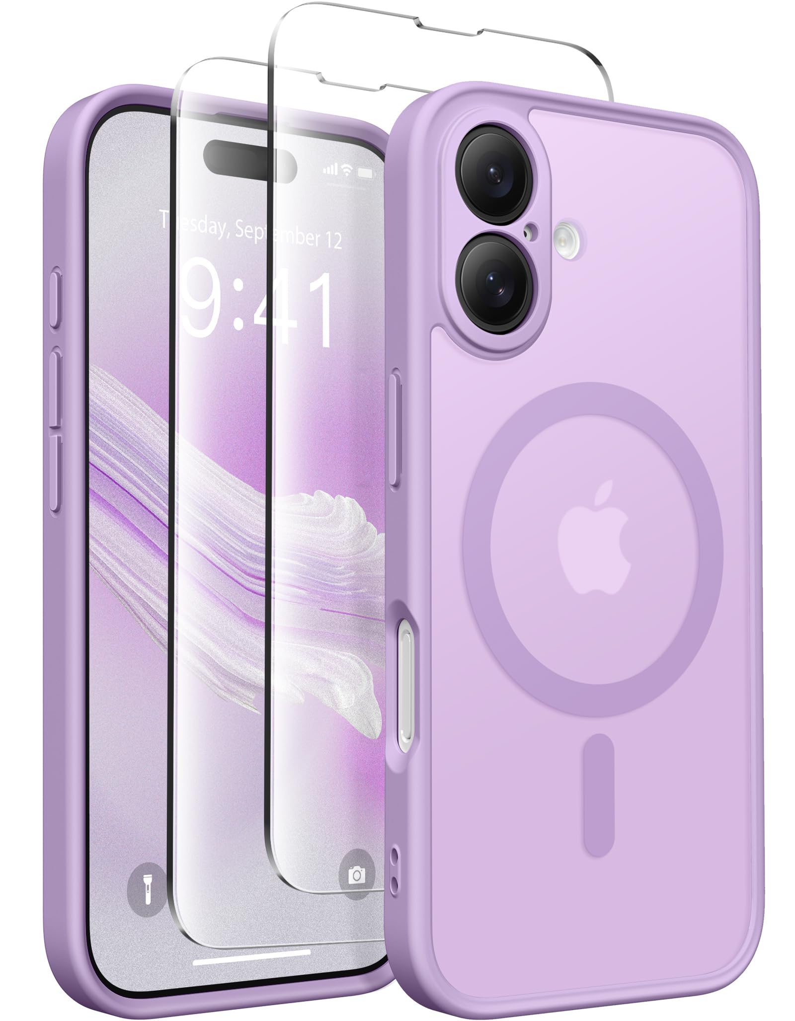 CAPRARO Magnetic Compatible with iPhone 16 Case, Upgraded [Full Camera Protection] [Compatible with MagSafe] Protective Translucent Matte Women Girl Phone Case Cover, Elegant Purple
