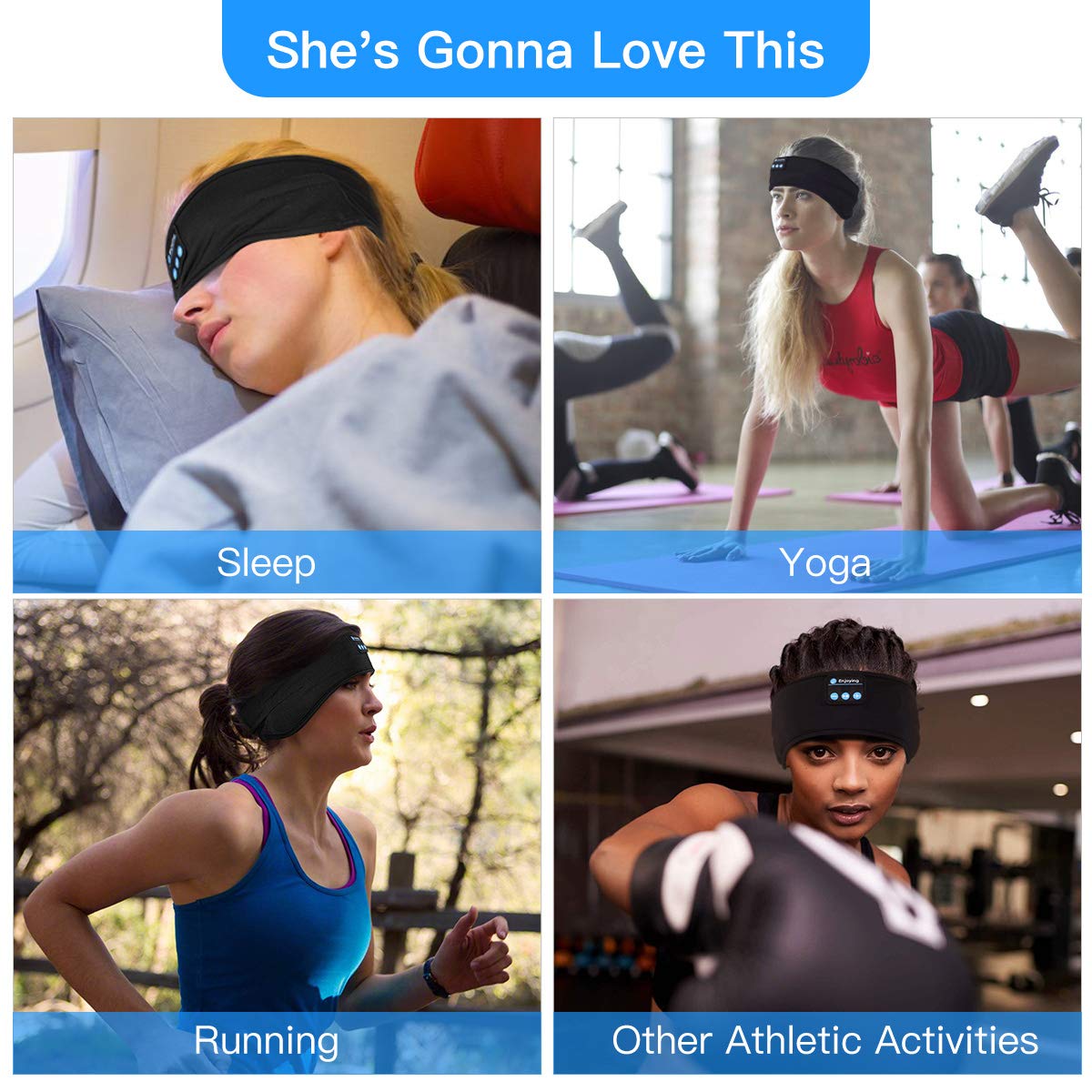 Sleep Headphones Bluetooth Wireless Headband-CaseBuy Sport Headband Headphones Stereo Bluetooth V5.0 Headset with Microphone Adjustable Washable