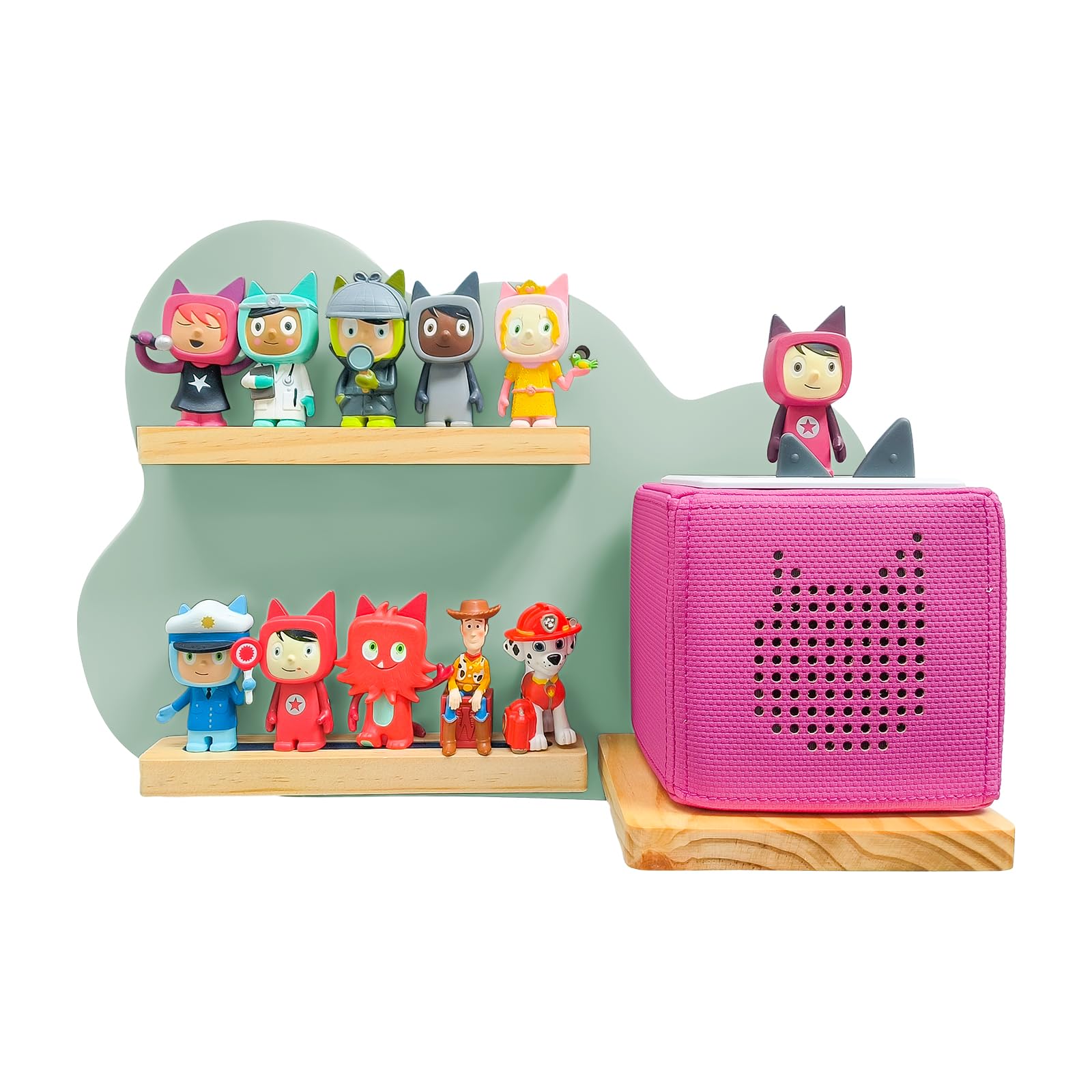 Chedin Tonie shelf for Toniebox，magnetic shelf，tonies storage shelf for 20 Tonie figures, Tonie Box Magnetic Wall Shelf Storage Shelf for Children to Play and Collect Shelf (Cloud green UK)