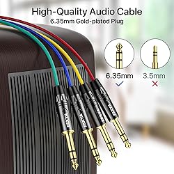 EBXYA 4-Channel 1/4 Inch TRS Snake Cables 3ft